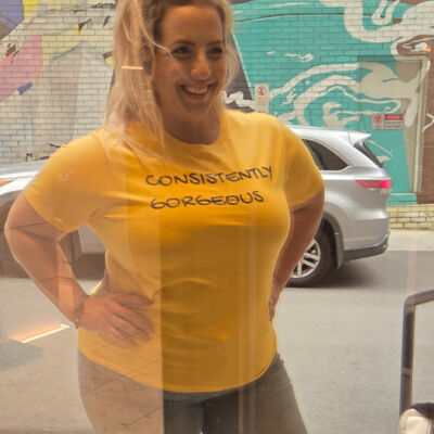 Maple Women's Mantra Tee "CONSISTENTLY GORGEOUS" Mirror Mantra Thumbnail