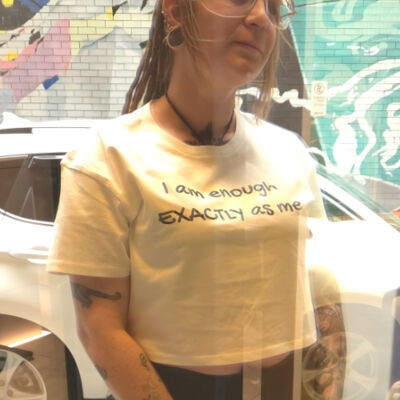 Crop Women's Mantra Tee - "I am enough EXACTLY as me" Mirror Mantra Thumbnail